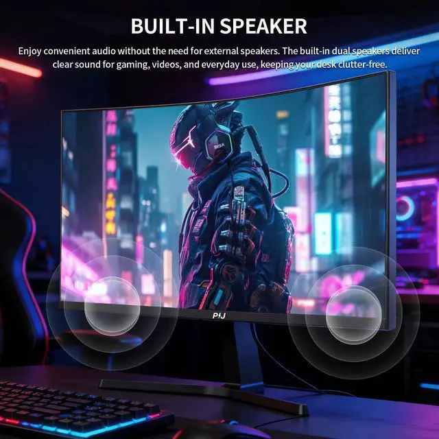 Alt view image 5 of 7 - 27 Inch Curved Gaming Monitor 250Hz FHD PC Screen Built-in Speakers | 1920x1080p, 1800R Computer Monitor with FreeSync, DP, HDMI, Wall Mountable 100x100mm, Eye Care, for Home Office & Gaming