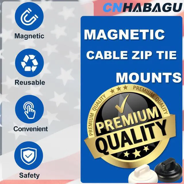 Alt view image 2 of 7 - Magnetic Cable Zip Tie Mounts Clips Multipurpose Zip Ties Mount Base Holder Black Wire Cable Holder Mount Wire Clips Management for Home Office Marine Electrical Wiring (Black, 20 Piece)