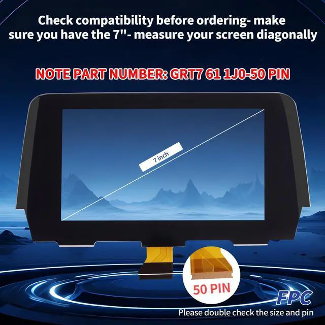 Alt view image 3 of 7 - Touch Screen Digitizer Replacement for Mazda 6 GRT7611J0 50-Pin 2017 2018 2019 Radio Screen, OEM Upgraded Ultra-Sensitive High-Definition Touchscreen fit Mazda 6 Display Navigation System