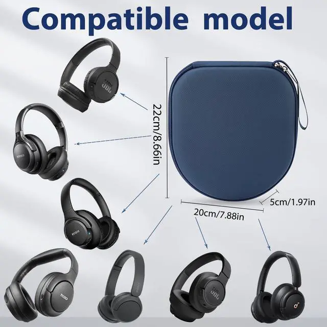 Alt view image 2 of 7 - Case Compatible with JBL Tune 510BT 520BT 720BT 770NC 660NC 670NC, and Sony WH-CH720N WH-CH520 WH-CH510 Noise Canceling Wireless Headphones, Portable Travel Cases (Blue)