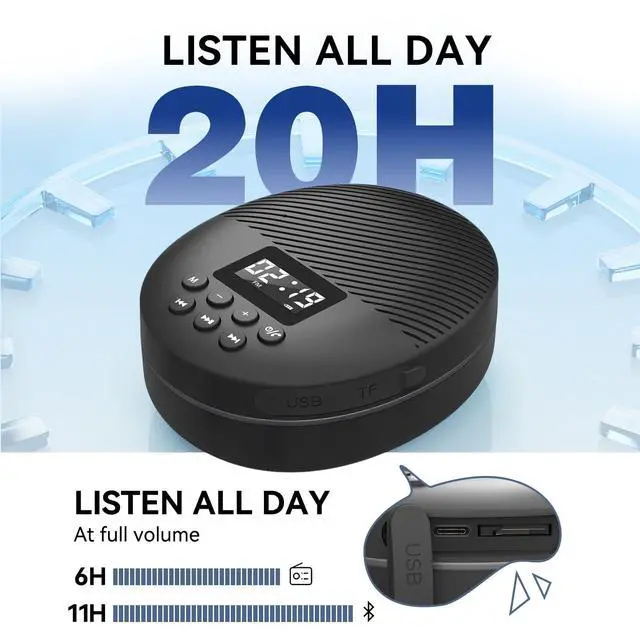 Alt view image 5 of 7 - Bluetooth 5.4 Shower Radio Speaker, Waterproof Bathroom FM Radio | 12H Long Playback Time, Suction Cup & Lanyard, LCD Screen Display, Handsfree Calling, Storage Card Playback (Black)