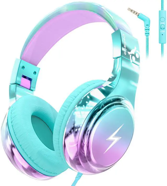 Main image of Kids Headphones for School and Travel, Safe 85/94dB Volume Limiter, HD Microphone, Stereo Sound, Over-Ear Foldable Wired Headphones, 3.5mm Jack for iPad Cord Tablet Computer, Boys Girls