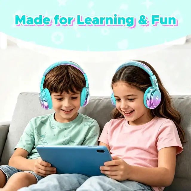 Alt view image 4 of 7 - Kids Headphones for School and Travel, Safe 85/94dB Volume Limiter, HD Microphone, Stereo Sound, Over-Ear Foldable Wired Headphones, 3.5mm Jack for iPad Cord Tablet Computer, Boys Girls