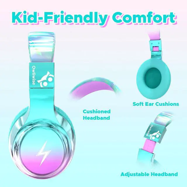 Alt view image 3 of 7 - Kids Headphones for School and Travel, Safe 85/94dB Volume Limiter, HD Microphone, Stereo Sound, Over-Ear Foldable Wired Headphones, 3.5mm Jack for iPad Cord Tablet Computer, Boys Girls