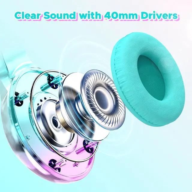Alt view image 5 of 7 - Kids Headphones for School and Travel, Safe 85/94dB Volume Limiter, HD Microphone, Stereo Sound, Over-Ear Foldable Wired Headphones, 3.5mm Jack for iPad Cord Tablet Computer, Boys Girls