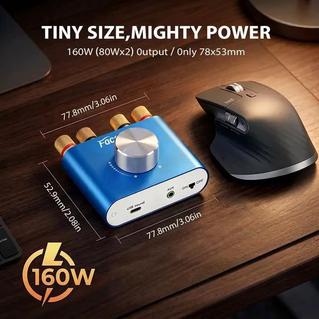 Alt view image 2 of 7 - F900S Mini Bluetooth 5.0 Power Amplifier, 2.0 CH 80Wx2 Stereo Amp | 160W Hi-Fi Digital | Portable Sound Speaker Wireless Receiver | AUX/USB/Bluetooth In | 12V Power Supply | For Home Audio