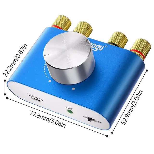Alt view image 7 of 7 - F900S Mini Bluetooth 5.0 Power Amplifier, 2.0 CH 80Wx2 Stereo Amp | 160W Hi-Fi Digital | Portable Sound Speaker Wireless Receiver | AUX/USB/Bluetooth In | 12V Power Supply | For Home Audio