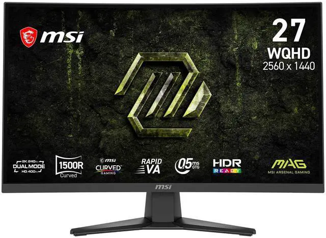 Main image of MAG 275CQDF X24 27-inch 2560 x 1440 (QHD) Gaming Monitor, AMD FreeSync Premium, Dual Mode with WQHD 240Hz and HD 400Hz, HDR Ready, HDMI, VGA Port, VESA, Tilt, 0.5ms, Black
