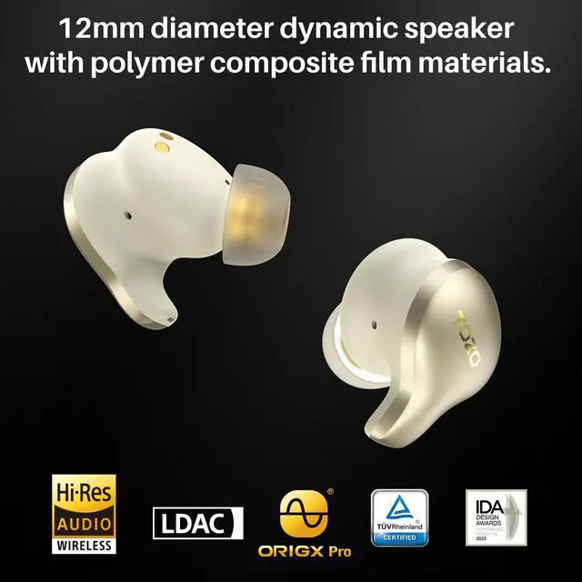 Alt view image 2 of 7 - Golden X1 Wireless Earbuds Balanced Armature and Hybrid Dynamic Driver | Bluetooth Headphones OrigX Pro, LDAC & Hi-Res Audio Wireless, Environment & Active Noise Cancellation Headset