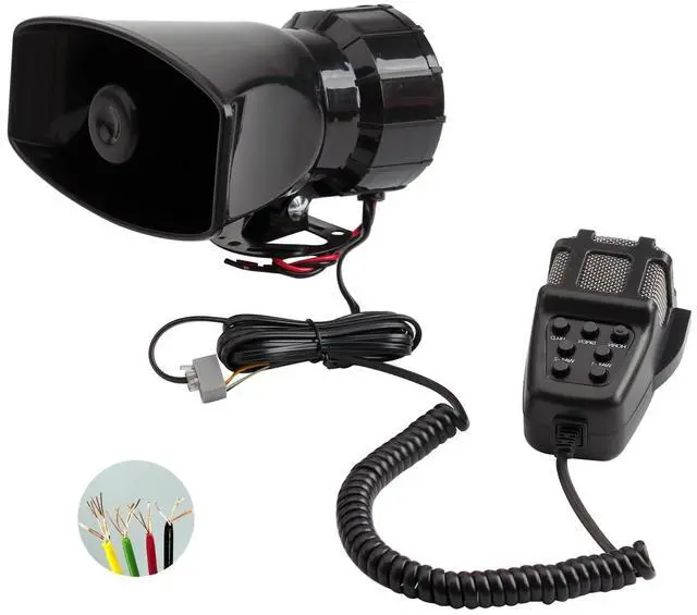 Main image of Pa System for Truck 12V Police Siren Car Pa Speaker Alarm Horn | 7 Sound Modes for All Scenarios, 130dB, Handheld Push-Button Controller, Waterproof Design. Suitable for Any 12V Vehicle
