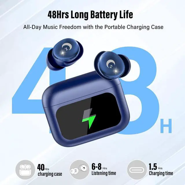 Alt view image 4 of 6 - Sleep Earbuds Bluetooth 5.4, IPX7 Waterproof Earphones Blue