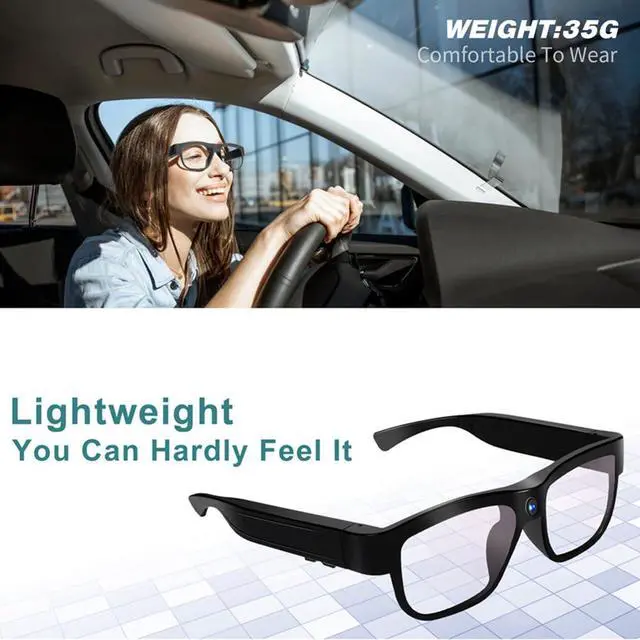 Alt view image 6 of 7 - Camera Glasses Video Recording Glasses Outdoor Hands-Free Recording Body Wearable with Camera HD 1080P for Men Women Outdoor Sport Hiking Biking Can Recording 90 Minutes