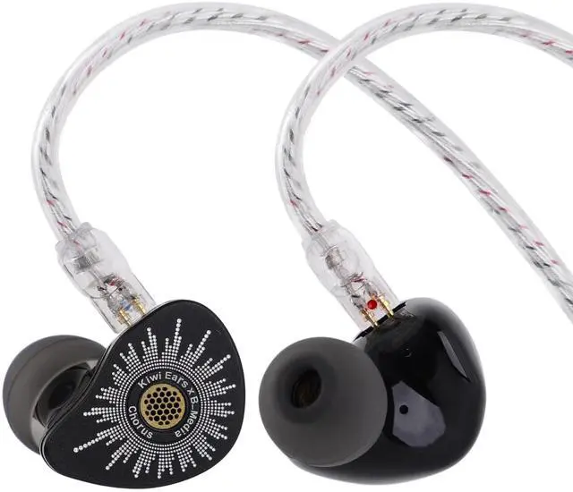 Main image of Kiwi Ears x B_Media: Chorus in Ear Monitor,DLC Diaphragm Dynamic Driver Wired Earbuds CNC Metal Faceplate IEM,with Dual Silver-Plated Cable,Earphones for Audiophile (1, Black, 3.5mm No Mic)