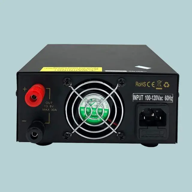 Alt view image 6 of 7 - 13.8V 30A Power Supply for Ham Radio,Universal Compact PSU | 30Amp Regulated Home Lab Benchtop AC-to-DC Converter for CB/HAM/Amateur Radio,Cigarette Lighter Socket,Screw-Type Terminals