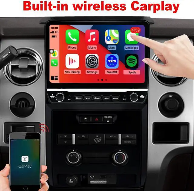 Alt view image 3 of 6 - for Ford F150 Radio Upgrade 2009 2010 2011 2012,QLED Touch Screen Stereo,8 Core CPU,Carplay Android Auto Ready,Keep OEM Steering Wheel Control,Back Camera Included,Only fit Manual AC
