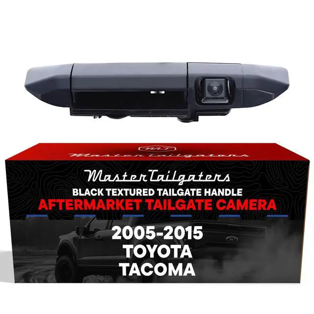 Main image of Black Tailgate Handle with Backup Camera Replacement for Toyota Tacoma (2005-2015) | IP68 Waterproof | Parking Grid Lines Available | Easy to Install