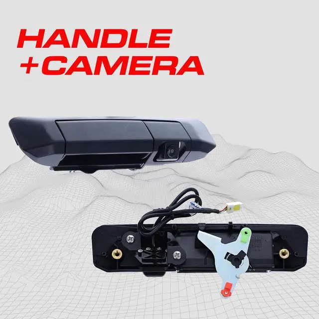 Alt view image 2 of 7 - Black Tailgate Handle with Backup Camera Replacement for Toyota Tacoma (2005-2015) | IP68 Waterproof | Parking Grid Lines Available | Easy to Install