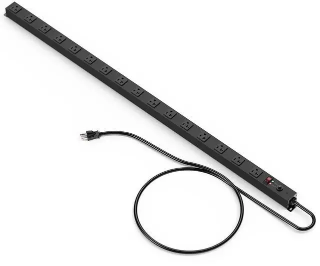 Main image of Long Metal 16 Outlet Power Strip,Wide Spaced Wall Mount Metal Multiple Plugs for Industrial Garage Shop,Power Strip Surge Protection 4800J, 5-15P High Amp 6-20R T-Slot (Black, 6FT)