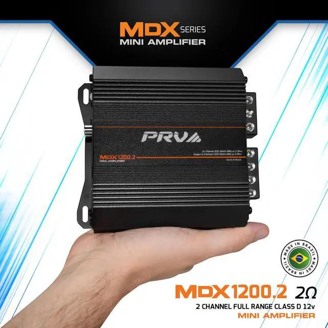 Alt view image 2 of 7 - MDX1200.2 2 Ohm Mini 2 Channel Car Audio Amplifier 2X 600 Watts RMS at 2 Ohm - Bridged 1CH 1200 Watt at 4 Ohm for Powersports, Motorcycles, ATV, for High Power Stereo Speaker Systems
