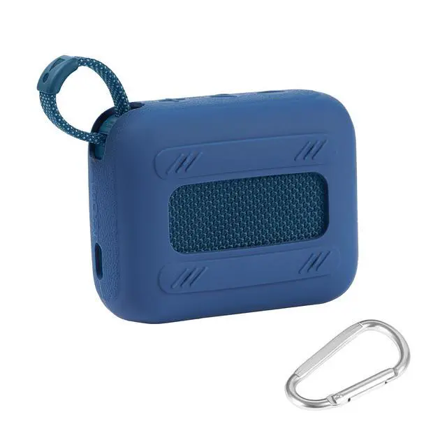 Alt view image 2 of 7 - for JBL Go 4 Waterproof Bluetooth Speaker Silicone Cover, Blue | Snug Fit, Portable Carabiner Clip, Shock Absorption, Drop Protection, Travel Lightweight Design, Protective Skin Case