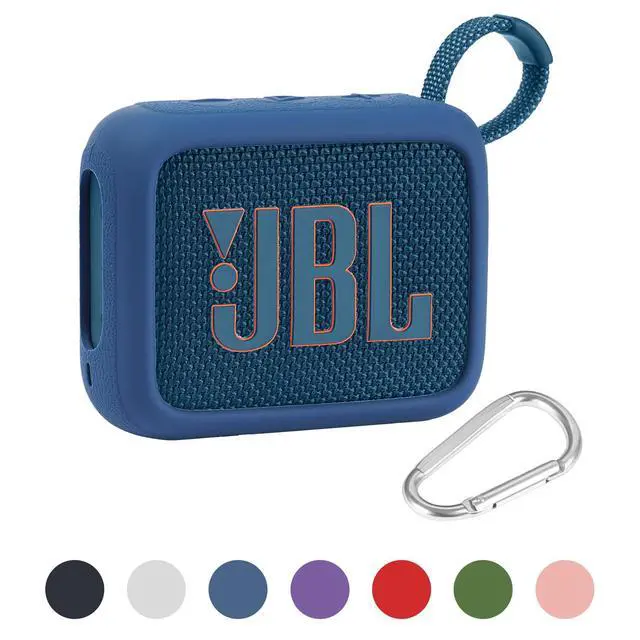 Alt view image 6 of 7 - for JBL Go 4 Waterproof Bluetooth Speaker Silicone Cover, Blue | Snug Fit, Portable Carabiner Clip, Shock Absorption, Drop Protection, Travel Lightweight Design, Protective Skin Case