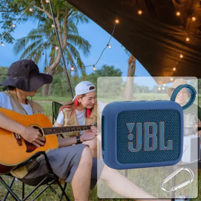Alt view image 7 of 7 - for JBL Go 4 Waterproof Bluetooth Speaker Silicone Cover, Blue | Snug Fit, Portable Carabiner Clip, Shock Absorption, Drop Protection, Travel Lightweight Design, Protective Skin Case