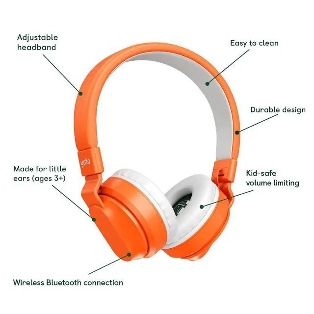 Alt view image 2 of 6 - Wireless Headphones for Kids - Bluetooth, Volume-Limiting, Ages 3-12 | Kids bluetooth over-ear headphones | adjustable lightweight foldable | volume limiting safe listening | travel bag included