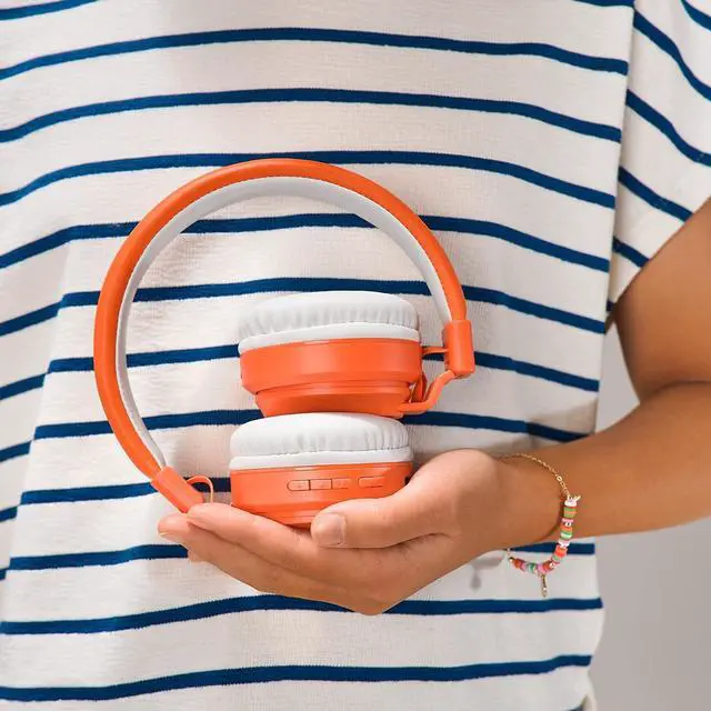 Alt view image 3 of 6 - Wireless Headphones for Kids - Bluetooth, Volume-Limiting, Ages 3-12 | Kids bluetooth over-ear headphones | adjustable lightweight foldable | volume limiting safe listening | travel bag included