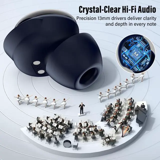 Alt view image 3 of 6 - Sleep Earbuds Bluetooth 5.4, IPX7 Waterproof Earphones Blue