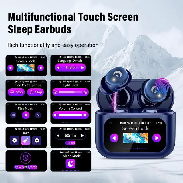 Alt view image 6 of 6 - Sleep Earbuds Bluetooth 5.4, IPX7 Waterproof Earphones Blue
