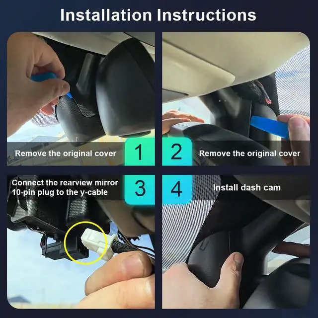 Alt view image 5 of 6 - 4K Dash Cam Suitable for RAM 1500 2025 2026 RHO (HD2-D4120), Integrated OEM Look, UHD 2160P Video, Built-in WiFi & APP, Loop Recording, Collision Sensor, Night Vision, Plug & Play, 64GB Card