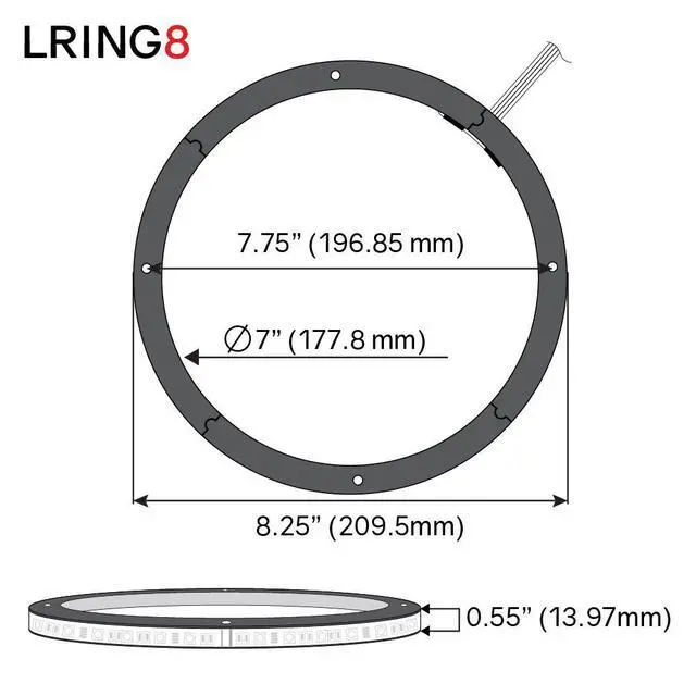 Alt view image 3 of 6 - LRING8 Speaker Grill Ring - Fits 8 Speaker, RGB LED Lighting, Acrylic Ring, Marine Watertight Seal, Compatible with RGB Remote Module - One Ring