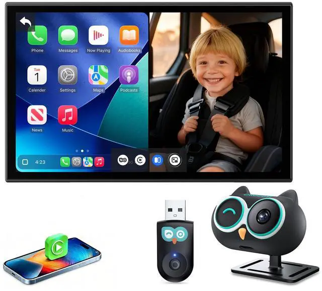 Main image of Baby Car Camera Displaying on Car Screen,No Extra Screen Needed | 1080P Clear No-Glow Night Vision,Split-Screen Navigation,150°Wide Angle,Car Baby Monitor & Wireless CarPlay Adapter