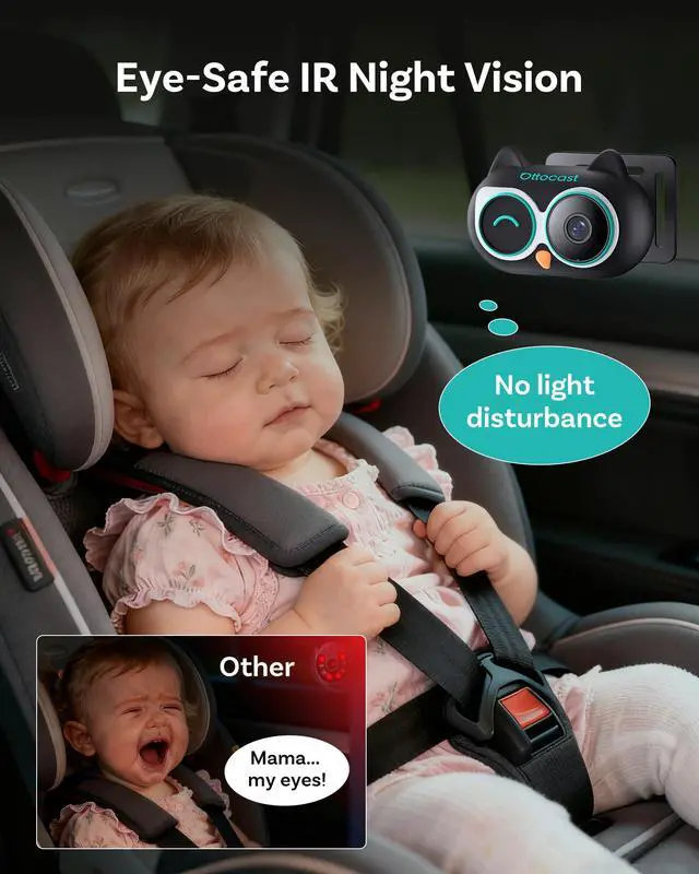 Alt view image 6 of 7 - Baby Car Camera Displaying on Car Screen,No Extra Screen Needed | 1080P Clear No-Glow Night Vision,Split-Screen Navigation,150°Wide Angle,Car Baby Monitor & Wireless CarPlay Adapter