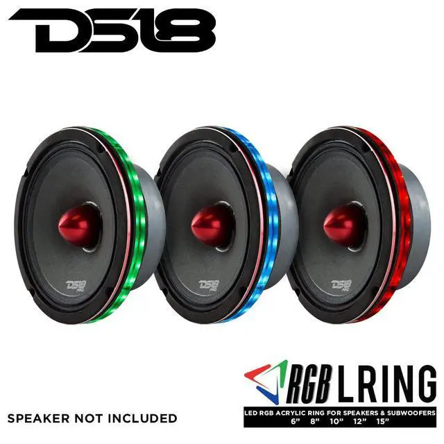 Alt view image 4 of 6 - LRING8 Speaker Grill Ring - Fits 8 Speaker, RGB LED Lighting, Acrylic Ring, Marine Watertight Seal, Compatible with RGB Remote Module - One Ring