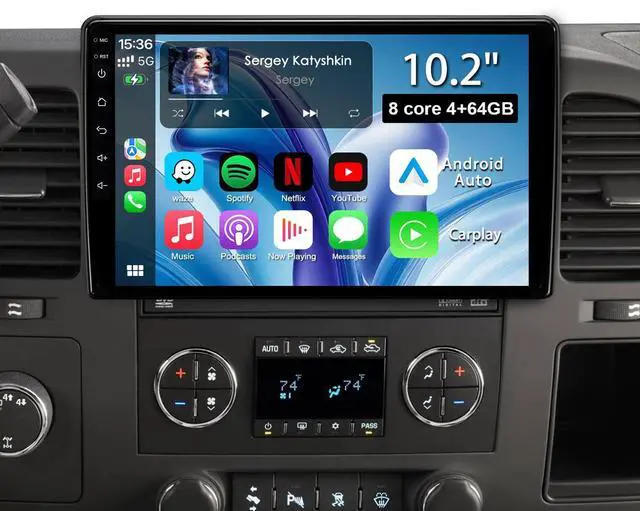 Main image of Android 13 Car Radio Stereo for Chevy Silverado 2007-2013 GMC Sierra Yukon, 8Core 4+64GB Head Unit 10.2" Plug and Play, Support CarPlay & Android Auto, FM/AM