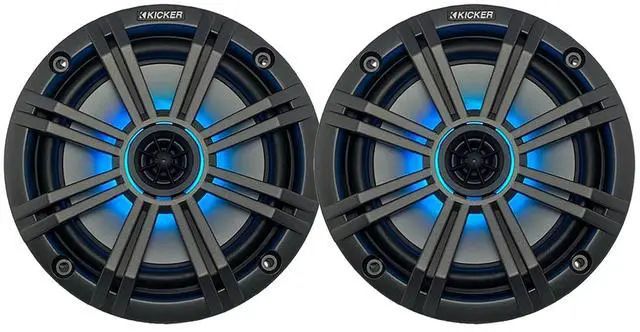 Main image of 6.5" 195 Watt Peak Power Marine OEM Replacement RGB Multicolor LED Boat Audio Speakers (Pair) with Charcoal Grilles
