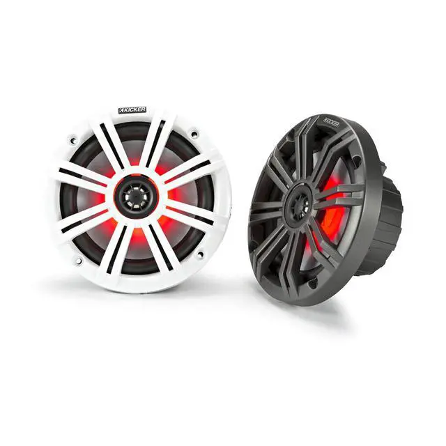 Alt view image 2 of 3 - 6.5" 195 Watt Peak Power Marine OEM Replacement RGB Multicolor LED Boat Audio Speakers (Pair) with Charcoal Grilles