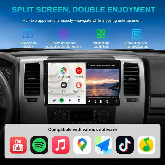 Alt view image 5 of 7 - Android 13 Car Radio Stereo for Chevy Silverado 2007-2013 GMC Sierra Yukon, 8Core 4+64GB Head Unit 10.2" Plug and Play, Support CarPlay & Android Auto, FM/AM