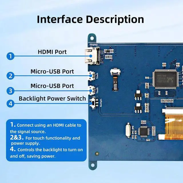 Alt view image 5 of 6 - 7 Inch Screen for Raspberry Pi, 1024×600 IPS HDMI Capacitive Screen LCD Display, Mini Portable Monitor Compatible with Raspberry Pi 5/4/3 BB Black Banana Pi Win11/10/8/7 (Non-Touch)