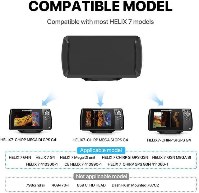 Alt view image 2 of 7 - Helix7 Cover - Heavy Duty Fish Finder Sun Cover,Helix 7 Silicone Screen Protector for 780036-1 UC H7 PR Helix 7,Fits Most of Helix 7 Series, Professional Protection for Screen from Sun/Weather Damage