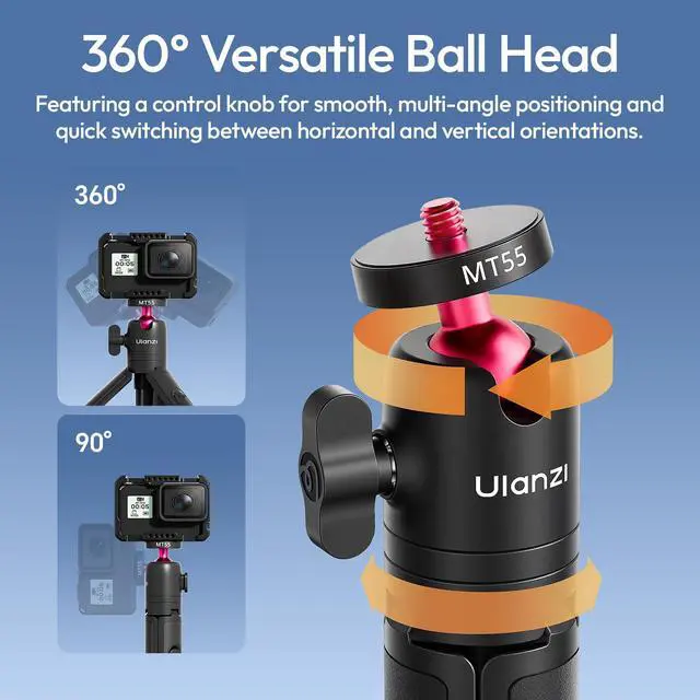 Alt view image 6 of 7 - MT55 SnapGo Mini Tripod Selfie Stick, 4-in-1, 12.2in | w Pen Clip, 4-in-1 Backpack Tripod Selfie Mantis Hook, 360° Ball Head, 4-Section, for Phone Action Compact Cameras