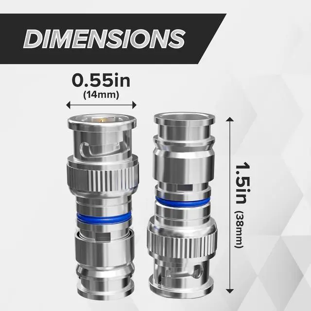 Alt view image 7 of 7 - BNC Compression Connector for RG6 Coaxial Cable - Male RG6 BNC Connectors for Security Cameras, CCTV, SDI, HD-SDI - Coax Cable Ends 10 Pack