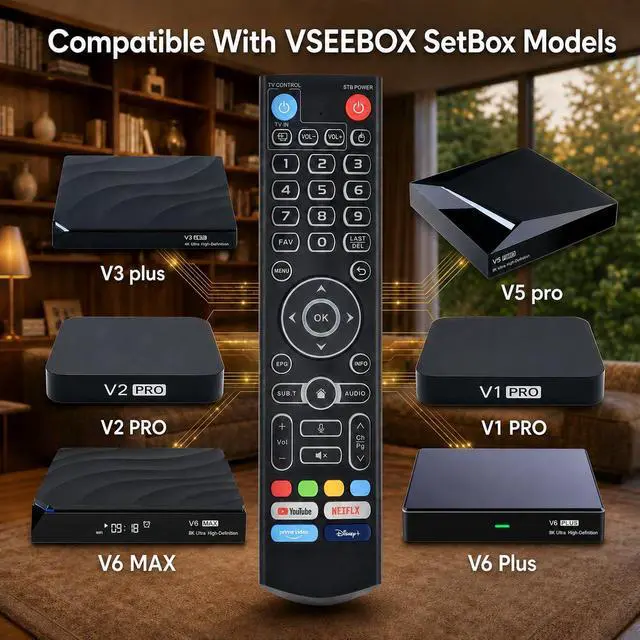 Alt view image 2 of 7 - for vSeeBox V3 Pro Replacement Backlit Voice Remote Control,Compatible with vSeeBox V6 Plus/Max V5 Pro V3 Plus/V3/V2/V1 Max/Elite Ultra