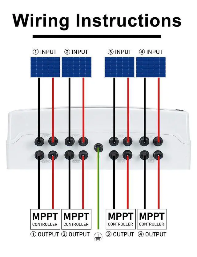 Alt view image 2 of 7 - Solar Disconnect Switch 40Amp DC Circuit Breaker with Surge Protector PV Combiner Box for Solar Panel 4 in 4 Out 1000V
