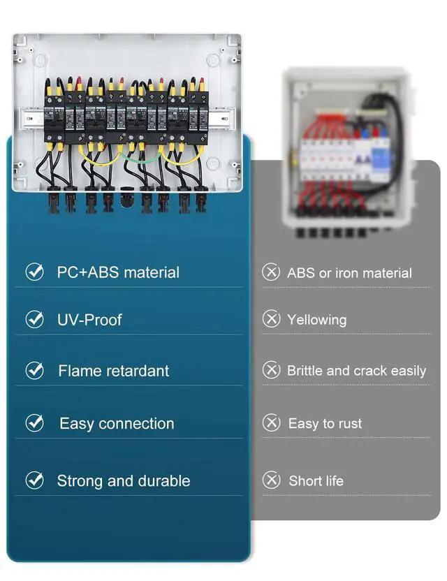 Alt view image 6 of 7 - Solar Disconnect Switch 40Amp DC Circuit Breaker with Surge Protector PV Combiner Box for Solar Panel 4 in 4 Out 1000V