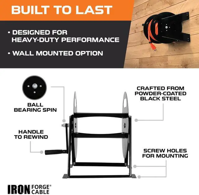 Alt view image 3 of 6 - RV Power Cord Reel, Holds 50 Ft - 50 Amp | Heavy Duty RV Cord Storage Reel - For 50 Amp RV Power Cords Up to 50 Ft