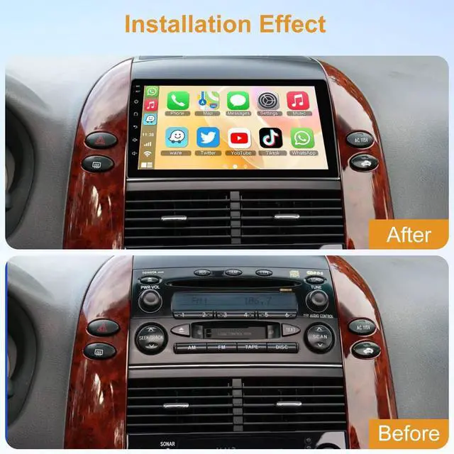 Alt view image 2 of 7 - Android 13 Car Radio Stereo for Toyota Sienna 2004-2010, Wireless Carplay&Android Auto with 4G+64G Support Bluetooth/Voice Control/GPS/WiFi/Back-up Camera/SWC/FM, 9 Inch IPS Touch Screen for Sienna