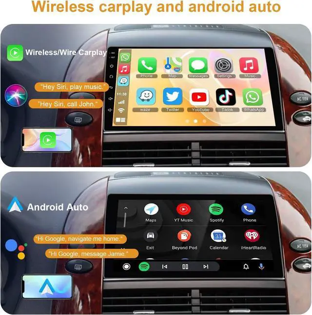 Alt view image 4 of 7 - Android 13 Car Radio Stereo for Toyota Sienna 2004-2010, Wireless Carplay&Android Auto with 4G+64G Support Bluetooth/Voice Control/GPS/WiFi/Back-up Camera/SWC/FM, 9 Inch IPS Touch Screen for Sienna