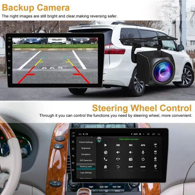 Alt view image 5 of 7 - Android 13 Car Radio Stereo for Toyota Sienna 2004-2010, Wireless Carplay&Android Auto with 4G+64G Support Bluetooth/Voice Control/GPS/WiFi/Back-up Camera/SWC/FM, 9 Inch IPS Touch Screen for Sienna